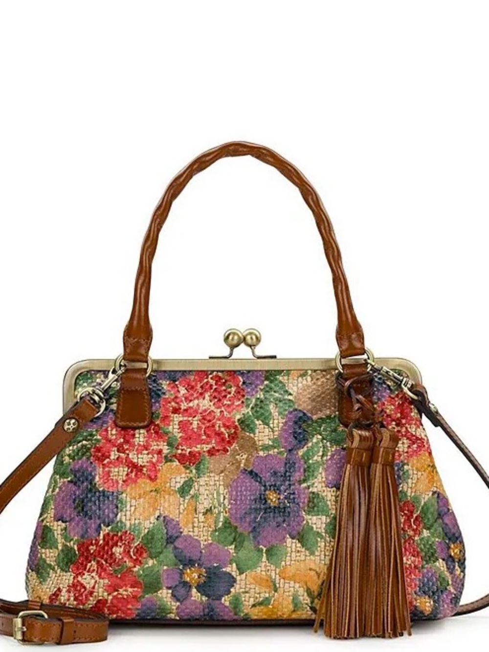 Patricia Nash Floral Tapestry Frame Satchel Bag - Brown Trim NEW WITH TAG